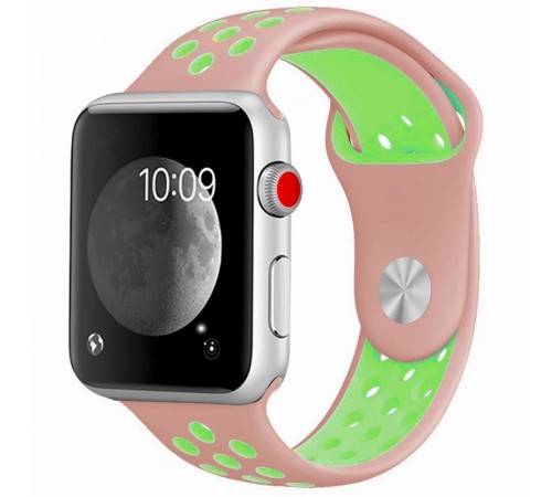 Силіконовий ремінець Sport+ для Apple Watch 42(ser.1-3)/44/45/46/49mm Pink Sand/Green Силіконовий ремінець Sport+ для Apple Watch 42(ser.1-3)/44/45/46/49mm Pink Sand/Green