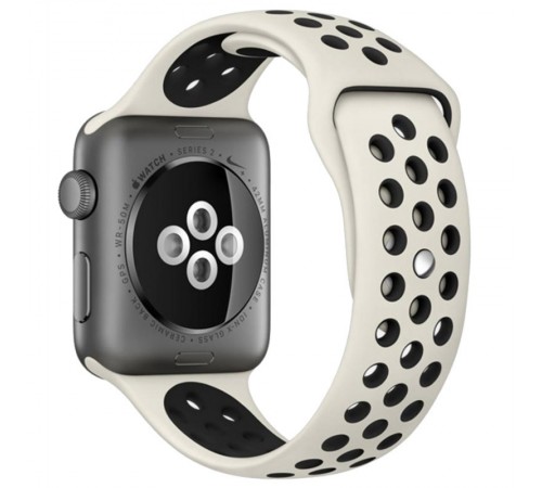 Силіконовий ремінець Sport+ для Apple Watch 42(ser.1-3)/44/45/46/49mm Antique White / Black Силіконовий ремінець Sport+ для Apple Watch 42(ser.1-3)/44/45/46/49mm Antique White / Black