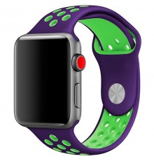 Силіконовий ремінець Sport+ для Apple Watch 42(ser.1-3)/44/45/46/49mm Grape / Green