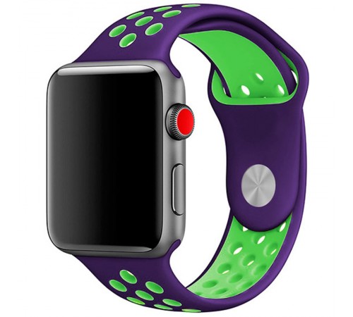 Силіконовий ремінець Sport+ для Apple Watch 42(ser.1-3)/44/45/46/49mm Grape / Green