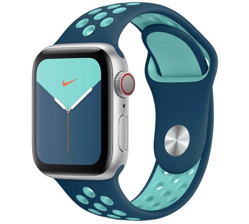 Силіконовий ремінець Sport+ для Apple Watch 42(ser.1-3)/44/45/46/49mm Cosmos blue / Marine Green Силіконовий ремінець Sport+ для Apple Watch 42(ser.1-3)/44/45/46/49mm Cosmos blue / Marine Green