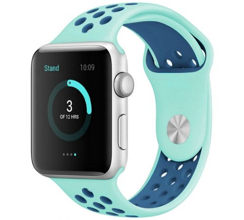 Силіконовий ремінець Sport+ для Apple Watch 42(ser.1-3)/44/45/46/49mm marine green/ blue Силіконовий ремінець Sport+ для Apple Watch 42(ser.1-3)/44/45/46/49mm marine green/ blue