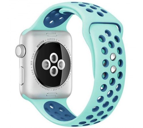 Силіконовий ремінець Sport+ для Apple Watch 42(ser.1-3)/44/45/46/49mm marine green/ blue Силіконовий ремінець Sport+ для Apple Watch 42(ser.1-3)/44/45/46/49mm marine green/ blue