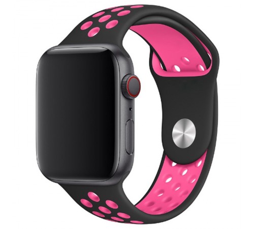 Силіконовий ремінець Sport+ для Apple Watch 42(ser.1-3)/44/45/46/49mm black/pink Силіконовий ремінець Sport+ для Apple Watch 42(ser.1-3)/44/45/46/49mm black/pink