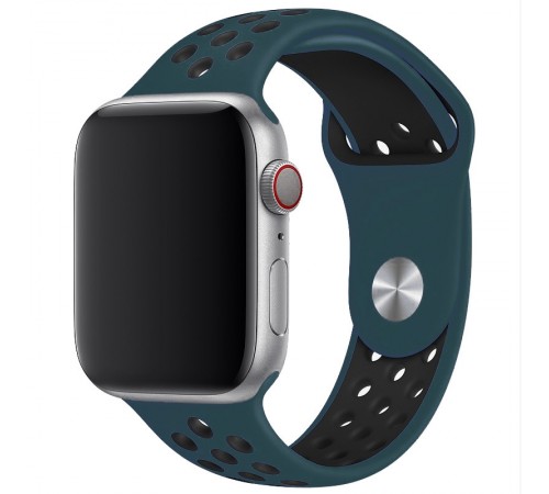 Силіконовий ремінець Sport+ для Apple Watch 42(ser.1-3)/44/45/46/49mm Pine Green / Black Силіконовий ремінець Sport+ для Apple Watch 42(ser.1-3)/44/45/46/49mm Pine Green / Black
