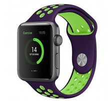 Силіконовий ремінець Sport+ для Apple Watch 42(ser.1-3)/44/45/46/49mm Фиолетово-салатовий