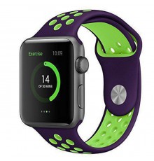 Силіконовий ремінець Sport+ для Apple Watch 42(ser.1-3)/44/45/46/49mm Фиолетово-салатовий