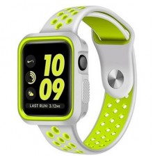 Силіконовий ремінець Sport+ для Apple Watch 42(ser.1-3)/44/45/46/49mm Зелено-сірий