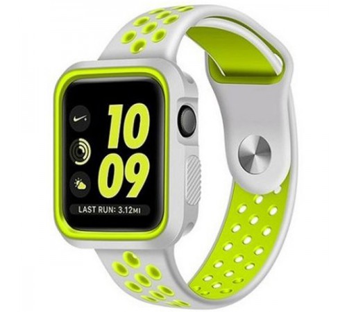 Силіконовий ремінець Sport+ для Apple Watch 42(ser.1-3)/44/45/46/49mm Зелено-сірий Силіконовий ремінець Sport+ для Apple Watch 42(ser.1-3)/44/45/46/49mm Зелено-сірий