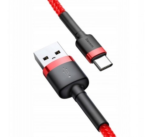 Дата кабель Baseus Cafule Type-C Cable 3A (1m) (CATKLF-B) Червоний / Чорний