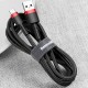 Дата кабель Baseus Cafule Type-C Cable 3A (1m) (CATKLF-B) Червоний / Чорний