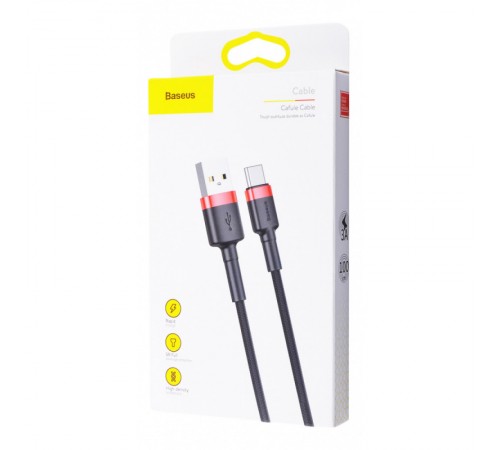 Дата кабель Baseus Cafule Type-C Cable 3A (1m) (CATKLF-B) Червоний / Чорний