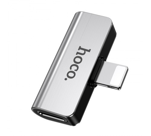 Перехідник Hoco LS24 Lightning to lightning audio/lightning Сталевий