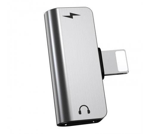 Перехідник Hoco LS24 Lightning to lightning audio/lightning Сталевий