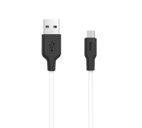 Дата кабель Hoco X21 Silicone MicroUSB Cable (1m) Чорний / Білий