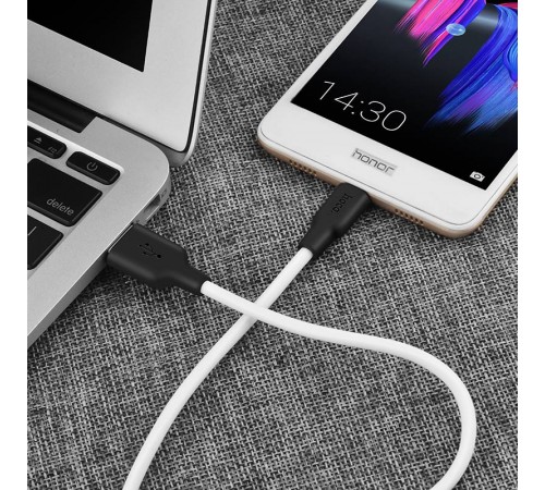 Дата кабель Hoco X21 Silicone MicroUSB Cable (1m) Чорний / Білий