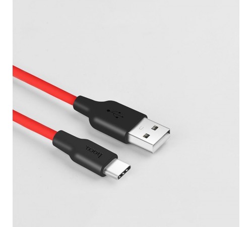 Дата кабель Hoco X21 Silicone Type-C Cable (1m) Чорний / Червоний