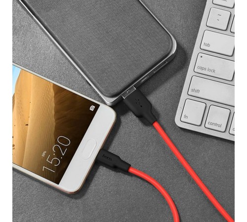 Дата кабель Hoco X21 Silicone Type-C Cable (1m) Чорний / Червоний