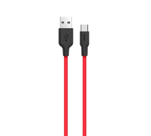 Дата кабель Hoco X21 Silicone Type-C Cable (1m) Чорний / Червоний