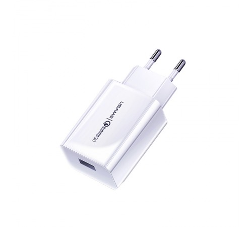 МЗП USAMS US-CC083 T22 Single USB QC3.0 Travel Charger (EU) Білий МЗП USAMS US-CC083 T22 Single USB QC3.0 Travel Charger (EU) Білий
