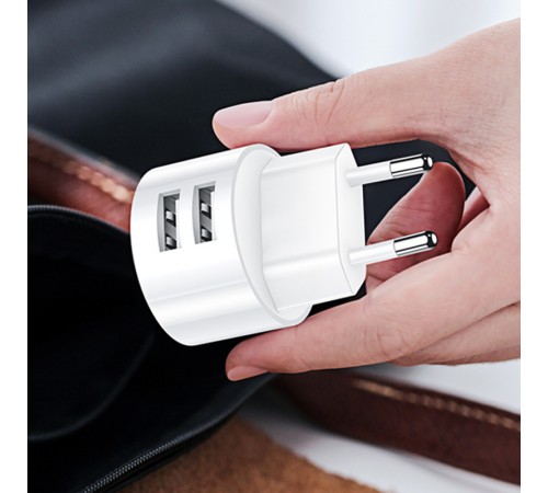 МЗП USAMS T20 Dual USB Round Travel Charger (EU) Білий МЗП USAMS T20 Dual USB Round Travel Charger (EU) Білий
