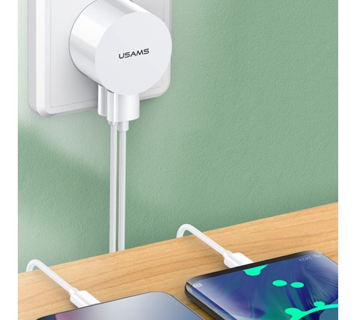 МЗП USAMS T20 Dual USB Round Travel Charger (EU) Білий МЗП USAMS T20 Dual USB Round Travel Charger (EU) Білий