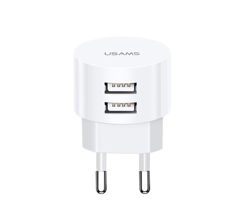 МЗП USAMS T20 Dual USB Round Travel Charger (EU) Білий МЗП USAMS T20 Dual USB Round Travel Charger (EU) Білий