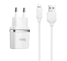 МЗП Hoco C12 Charger + Cable Lightning 2.4A 2USB Білий