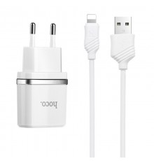 МЗП Hoco C12 Charger + Cable Lightning 2.4A 2USB Білий
