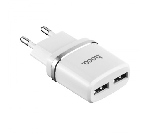 МЗП Hoco C12 Charger + Cable Lightning 2.4A 2USB Білий
