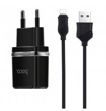 МЗП Hoco C12 Charger + Cable Lightning 2.4A 2USB Чорний