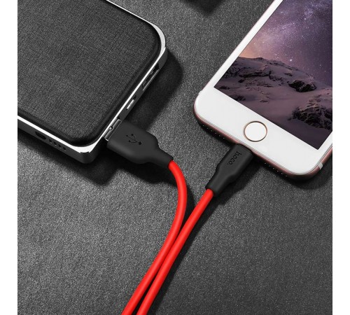 Дата кабель Hoco X21 Plus Silicone Lightning Cable (1m) Black / Red