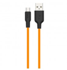 Дата кабель Hoco X21 Plus Silicone MicroUSB Cable (1m) Black / Orange