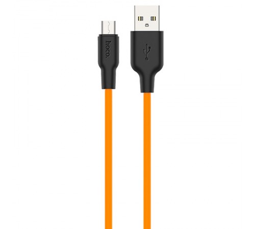 Дата кабель Hoco X21 Plus Silicone MicroUSB Cable (1m) Black / Orange