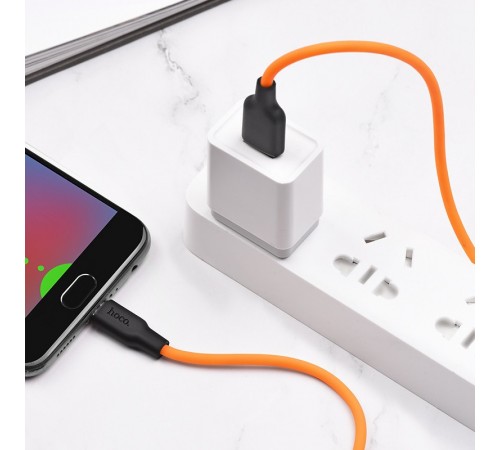 Дата кабель Hoco X21 Plus Silicone MicroUSB Cable (1m) Black / Orange