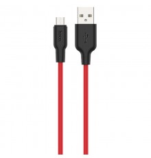 Дата кабель Hoco X21 Plus Silicone MicroUSB Cable (1m) Black / Red