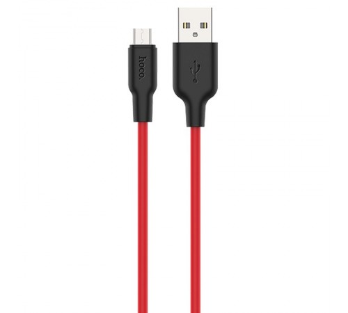 Дата кабель Hoco X21 Plus Silicone MicroUSB Cable (1m) Black / Red