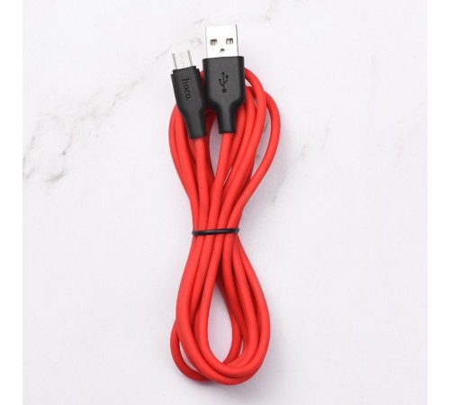 Дата кабель Hoco X21 Plus Silicone MicroUSB Cable (1m) Black / Red