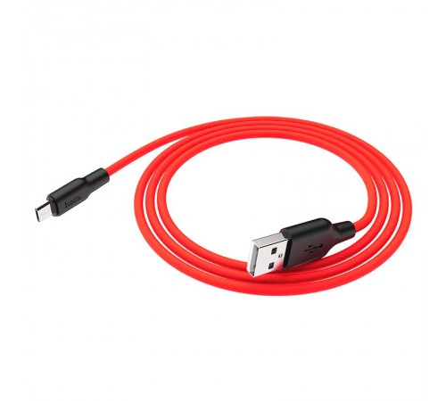 Дата кабель Hoco X21 Plus Silicone MicroUSB Cable (1m) Black / Red