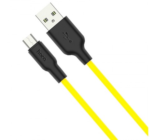 Дата кабель Hoco X21 Plus Silicone MicroUSB Cable (1m) Black / Yellow