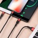 Дата кабель Hoco X26 Xpress 3in1 Lightning -MicroUSB-Type-C (1m) Чорний / Червоний