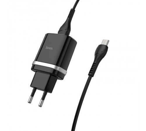 МЗП Hoco C12Q Smart QC3.0 3A (1USB-A) + кабель USB to MicroUSB Чорний