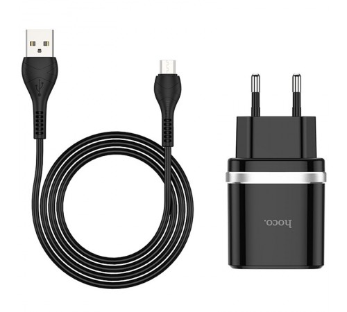 МЗП Hoco C12Q Smart QC3.0 3A (1USB-A) + кабель USB to MicroUSB Чорний