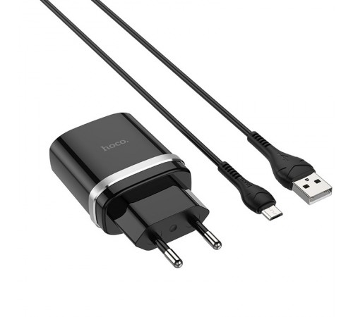 МЗП Hoco C12Q Smart QC3.0 3A (1USB-A) + кабель USB to MicroUSB Чорний