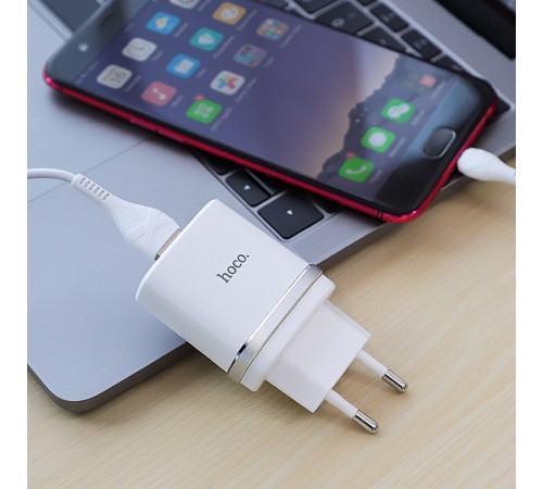 МЗП Hoco C12Q Smart QC3.0 3A (1USB-A) + кабель USB to MicroUSB Білий