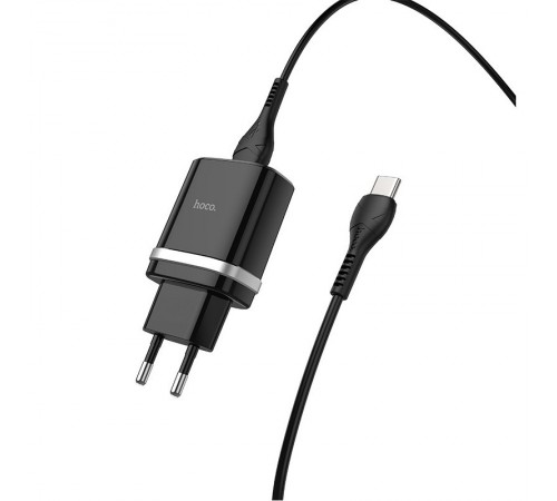 МЗП Hoco C12Q Smart QC3.0 3A (1USB-A) + кабель USB to Type-C Чорний