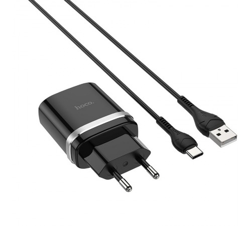 МЗП Hoco C12Q Smart QC3.0 3A (1USB-A) + кабель USB to Type-C Чорний