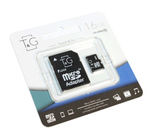 Карта пам'яті T&G (UHS-1) microSDHC Class 10 - 16GB (з адаптером) Чорний