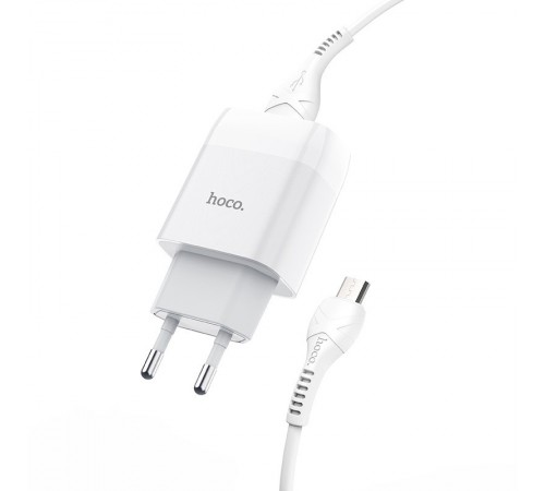 МЗП Hoco C73A Glorious 2.4A (2USB-A) + кабель USB to MicroUSB Білий