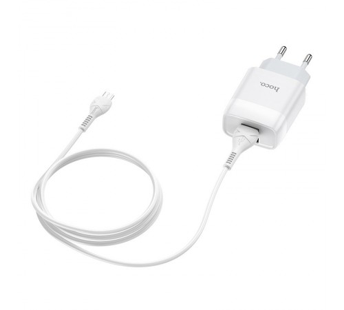 МЗП Hoco C73A Glorious 2.4A (2USB-A) + кабель USB to MicroUSB Білий
